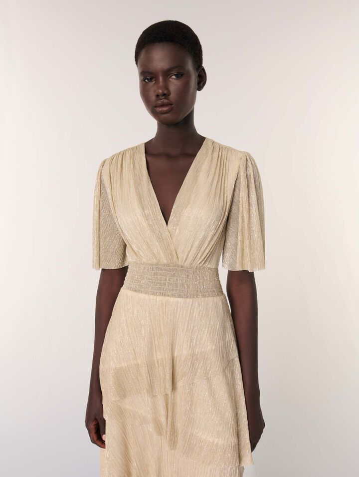 Metallic ruffled dress