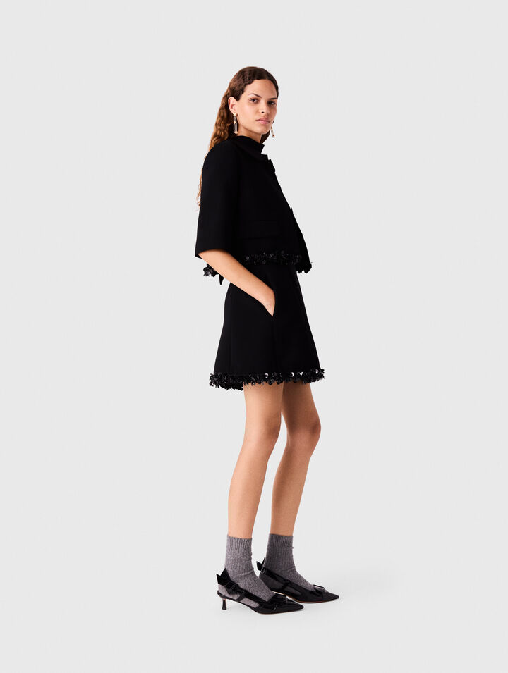 Short crepe jacket with pearls
