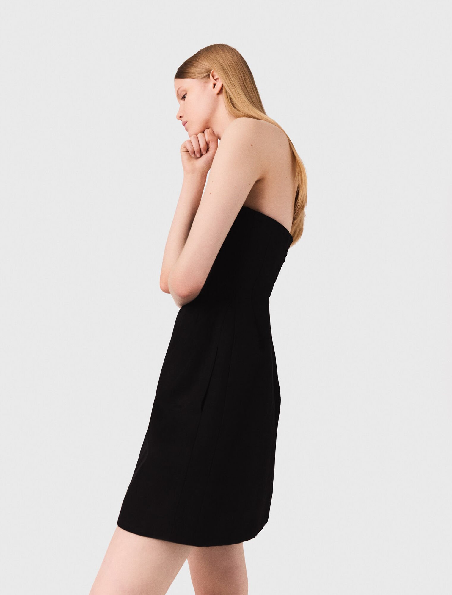 Short strapless linen dress