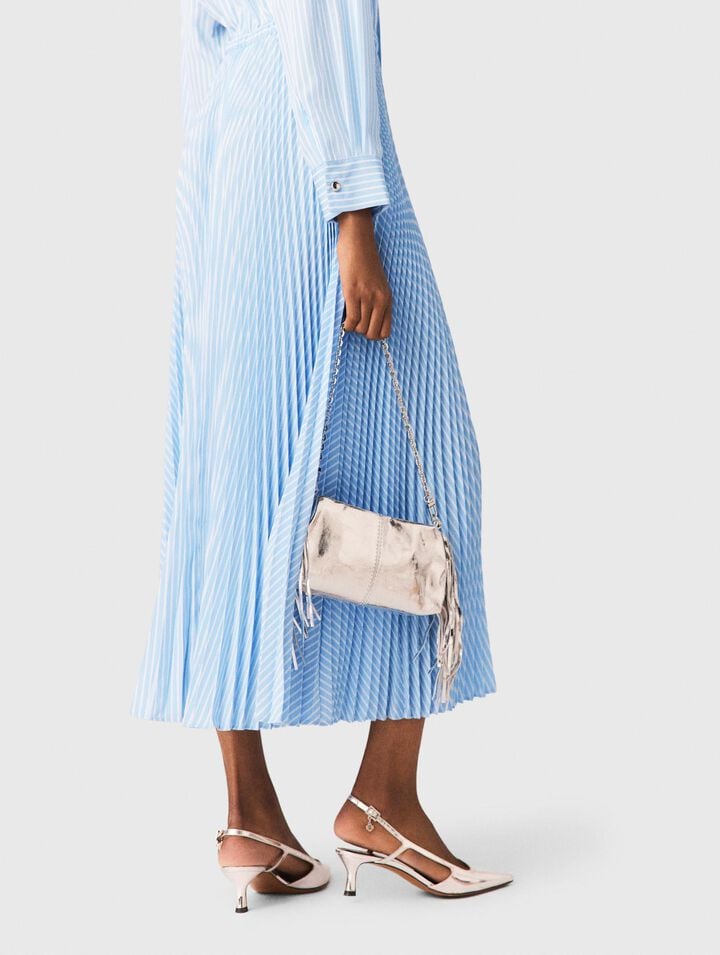 Pleated eyelet maxi dress