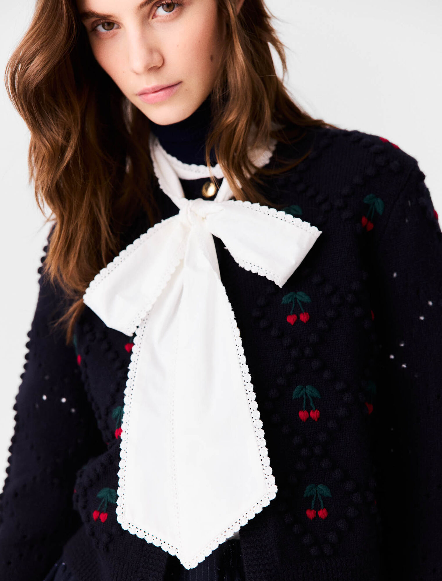 Embroidered cherry cardigan