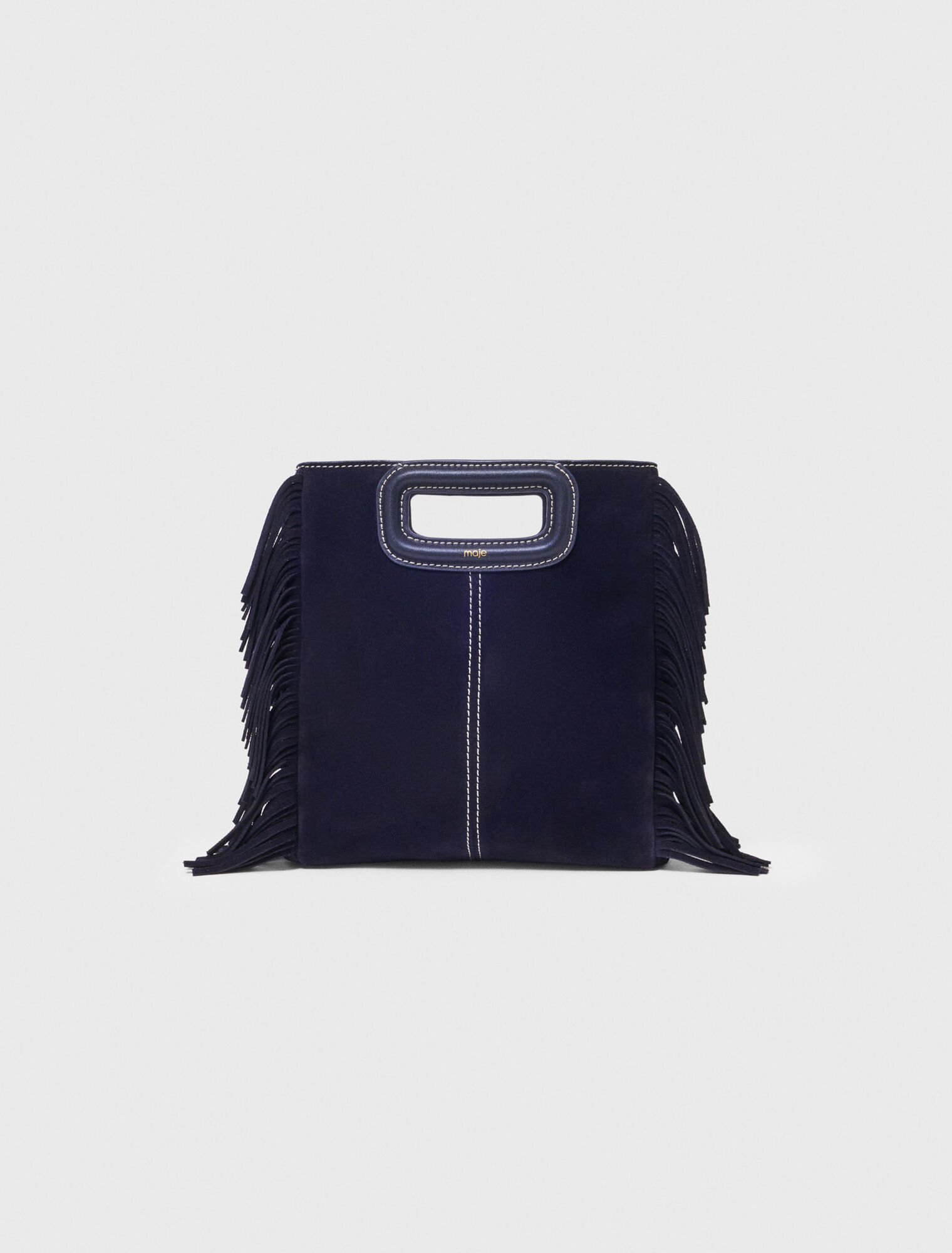 Topstitched suede M bag