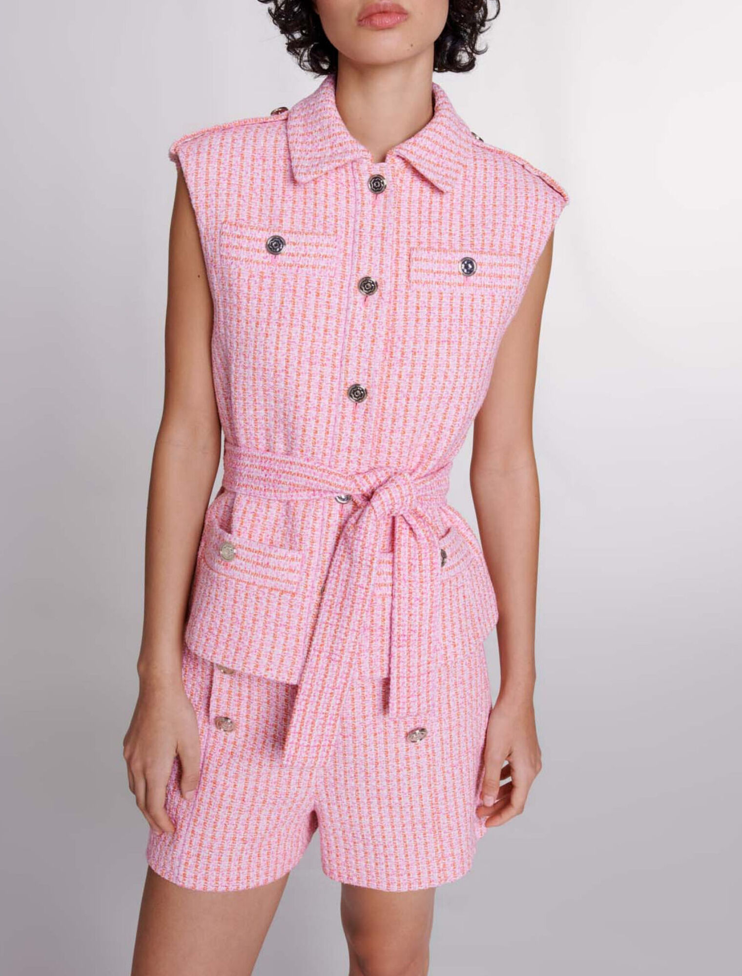 Sleeveless tweed jacket