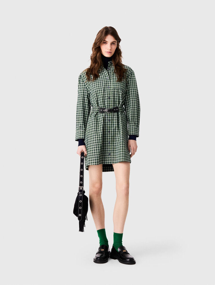Short shirt dress with rhinestones