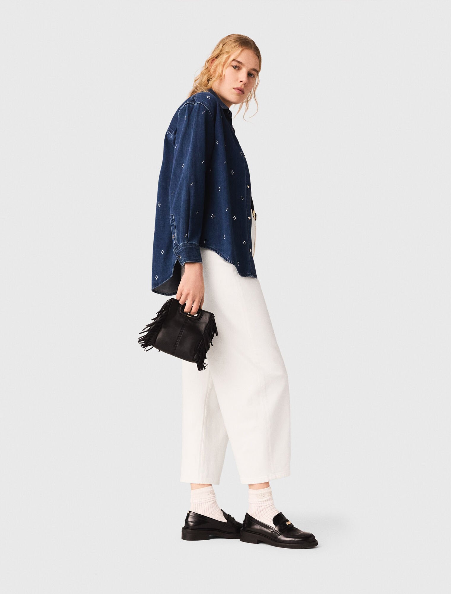 Rhinestone denim shirt