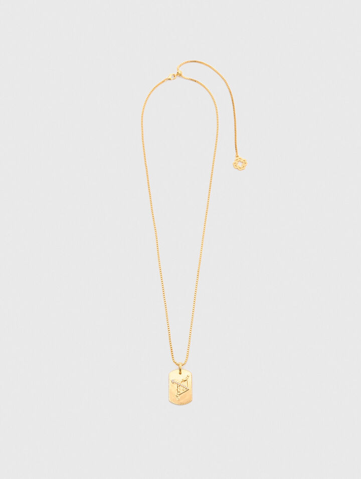 Zodiac sign plaque necklace