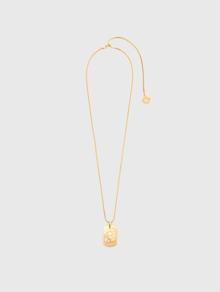 Zodiac sign plaque necklace