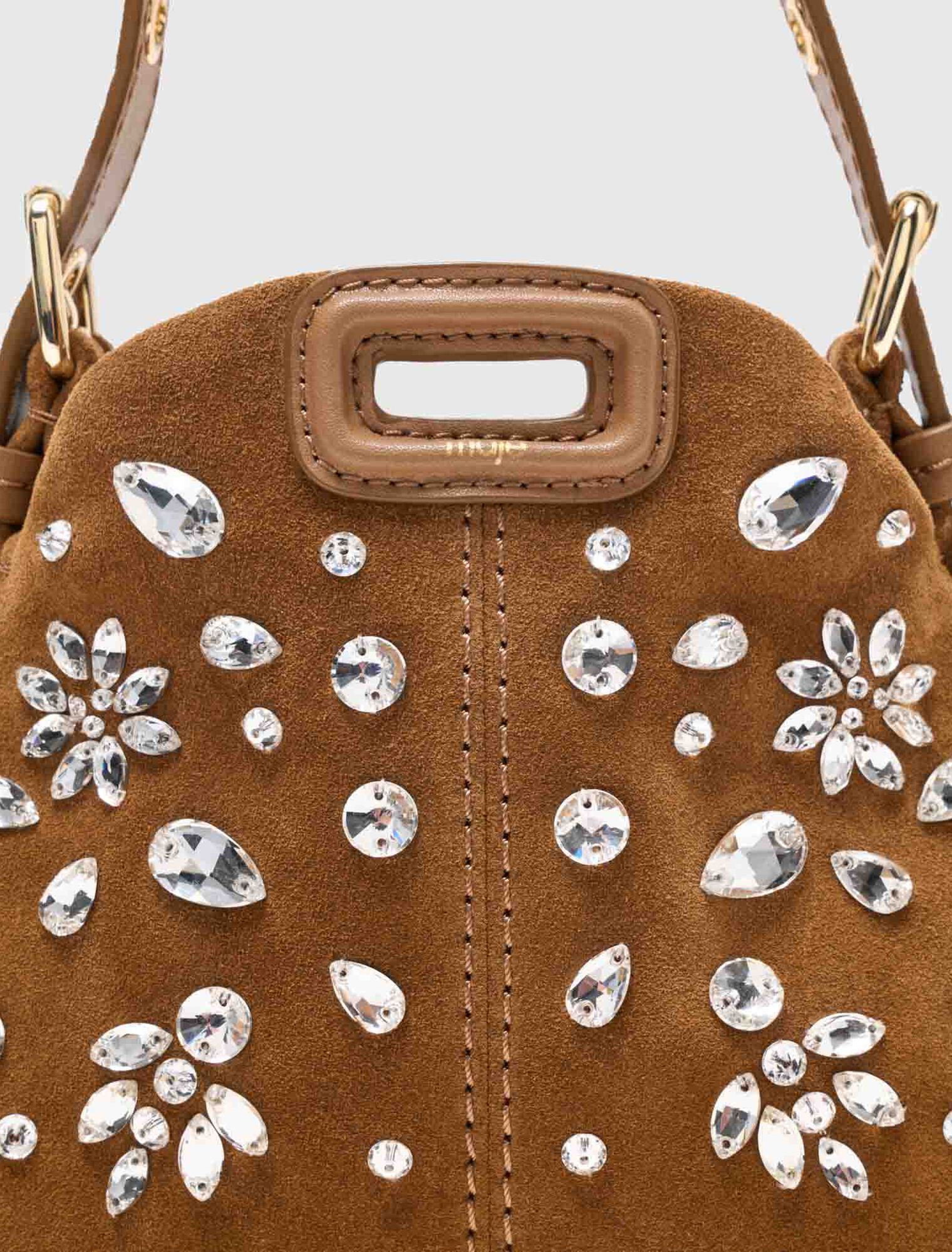 Miss M micro suede bag with rhinestones