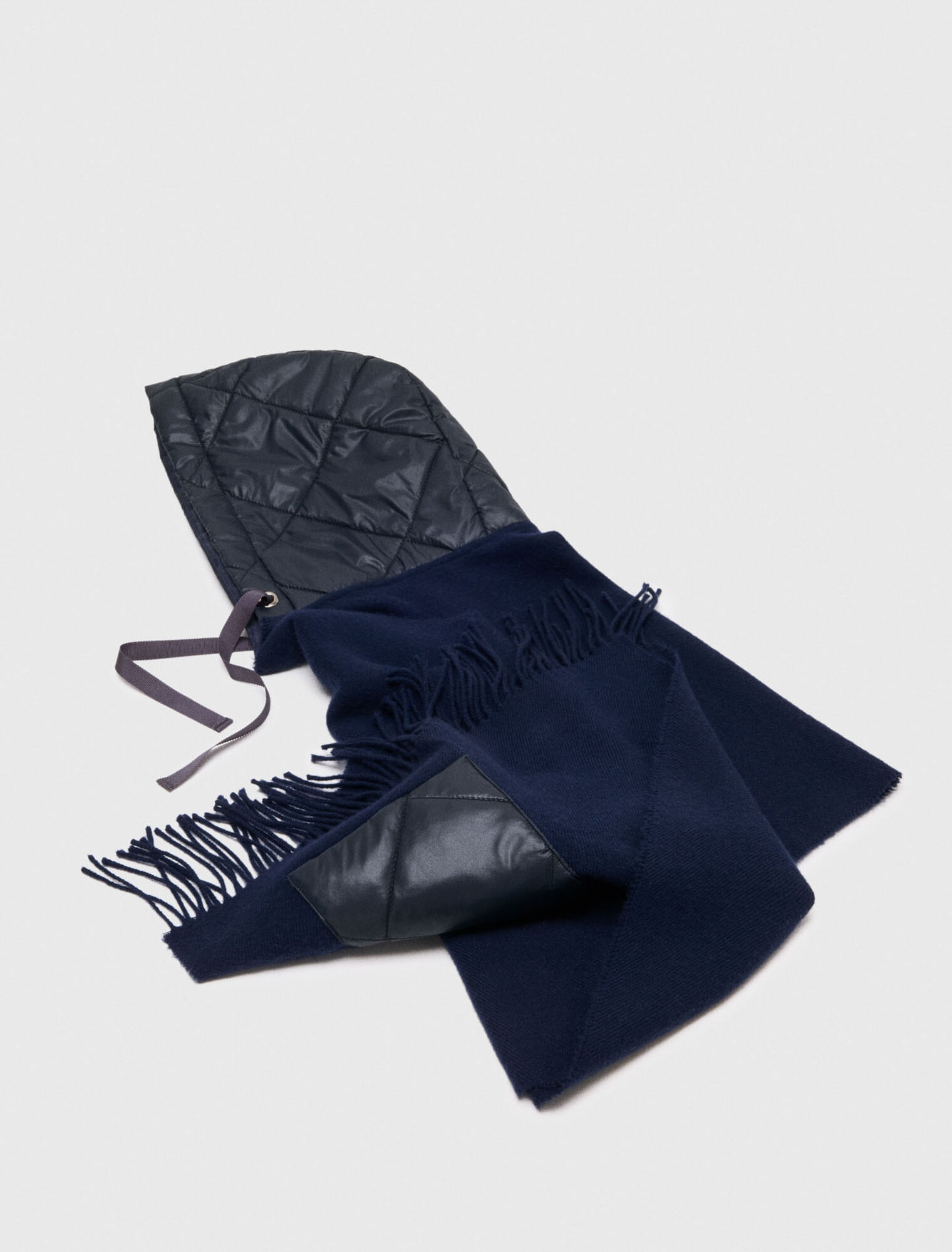 Hooded wool poncho