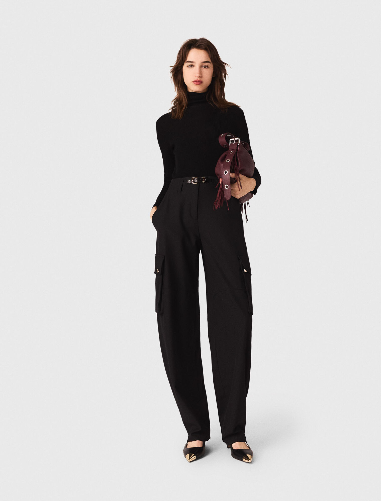 Open polo collar cardigan