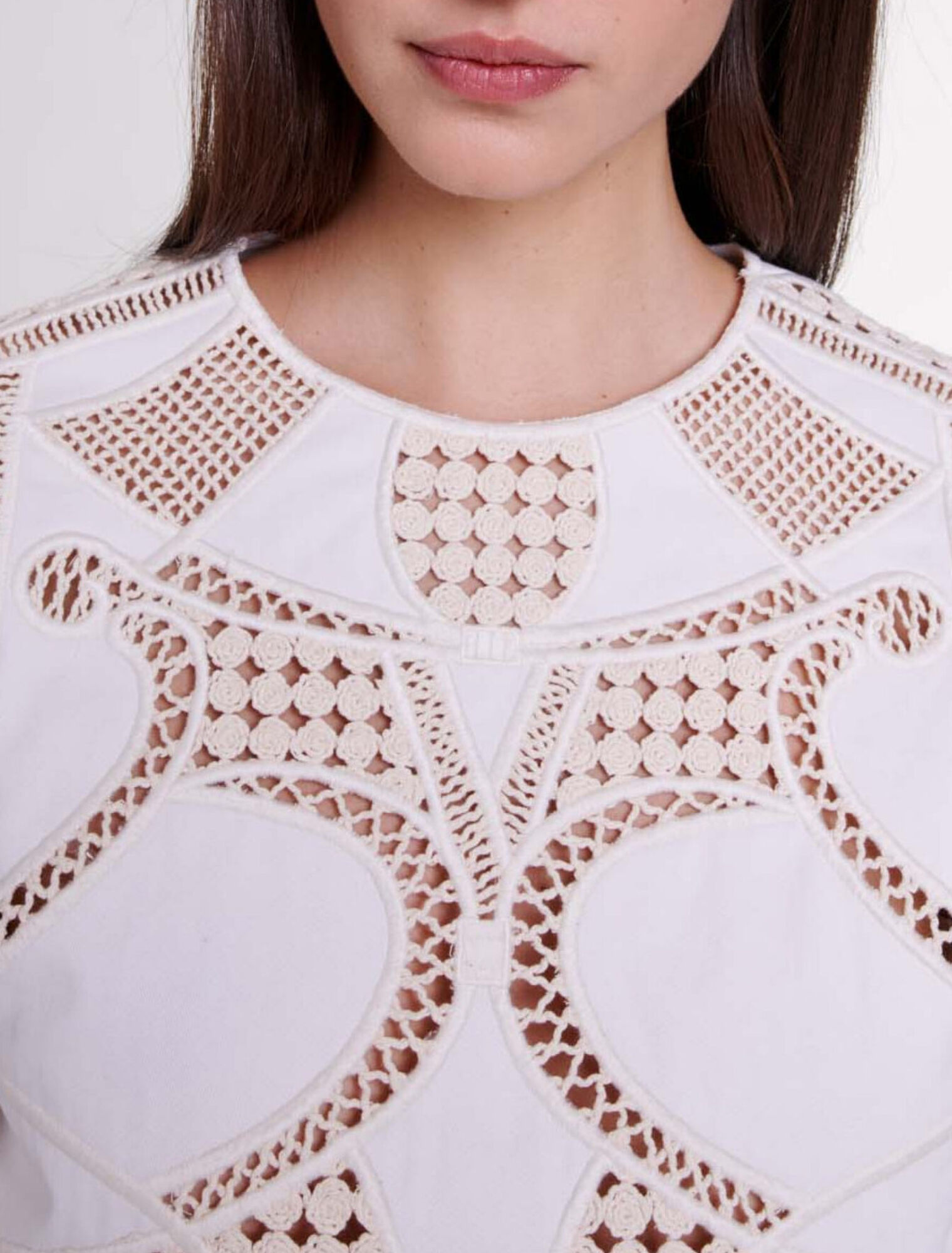 Openwork cotton crop top