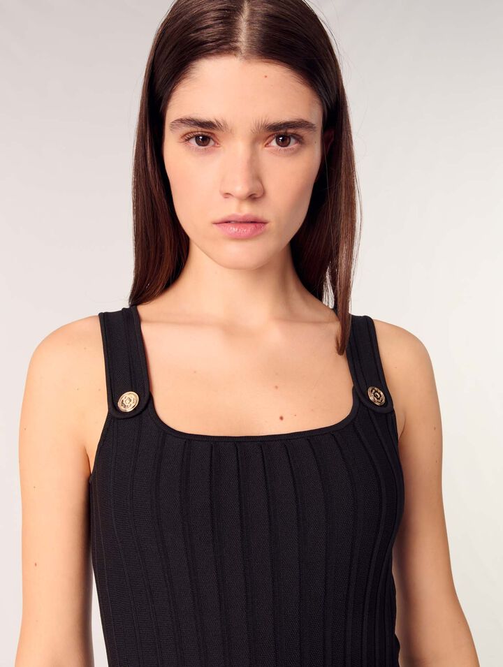 Pleated knit midi dress