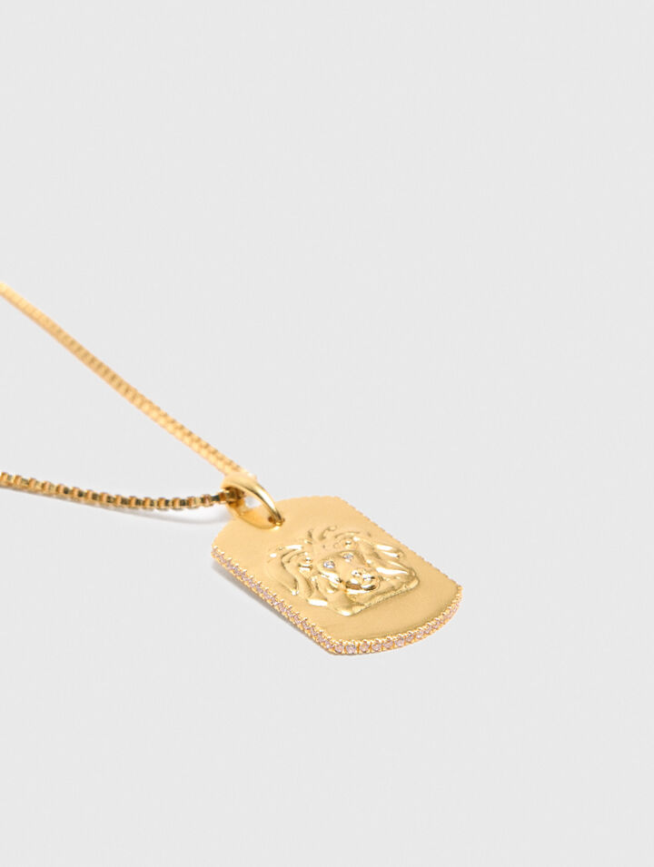 Zodiac sign plaque necklace
