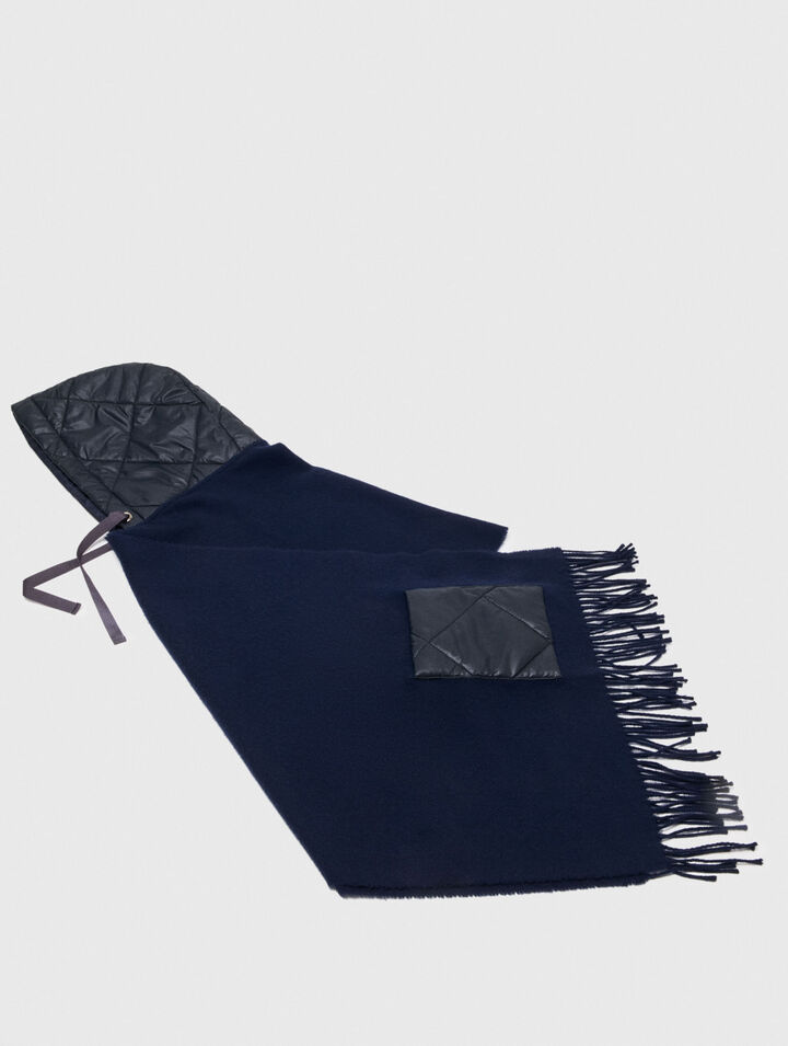 Hooded wool poncho