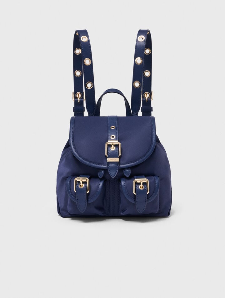 Mini leather and nylon backpack