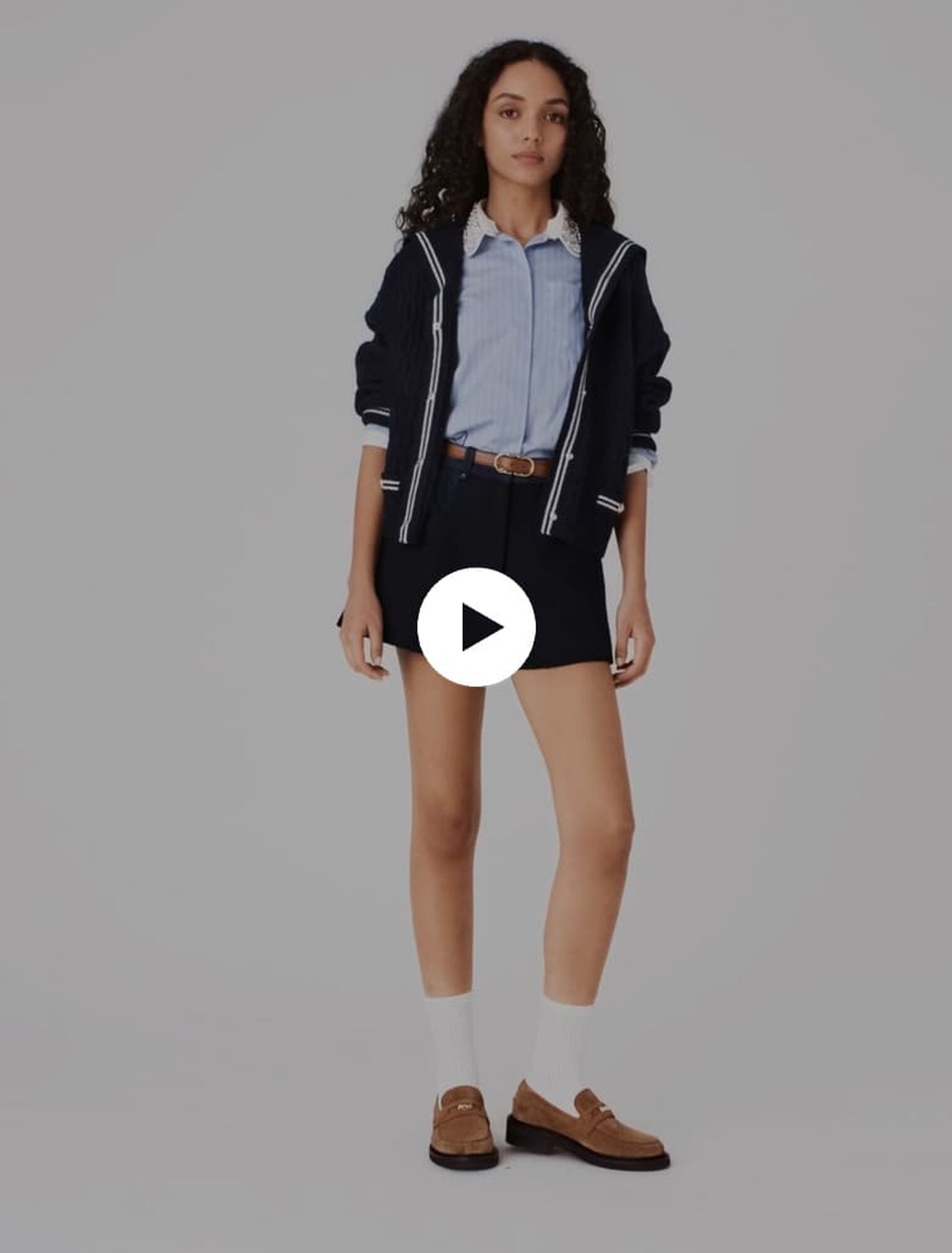 Tweed shorts with denim details