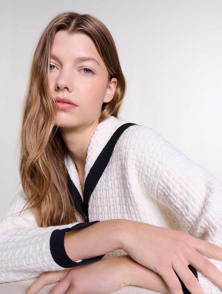 Contrast collar cardigan