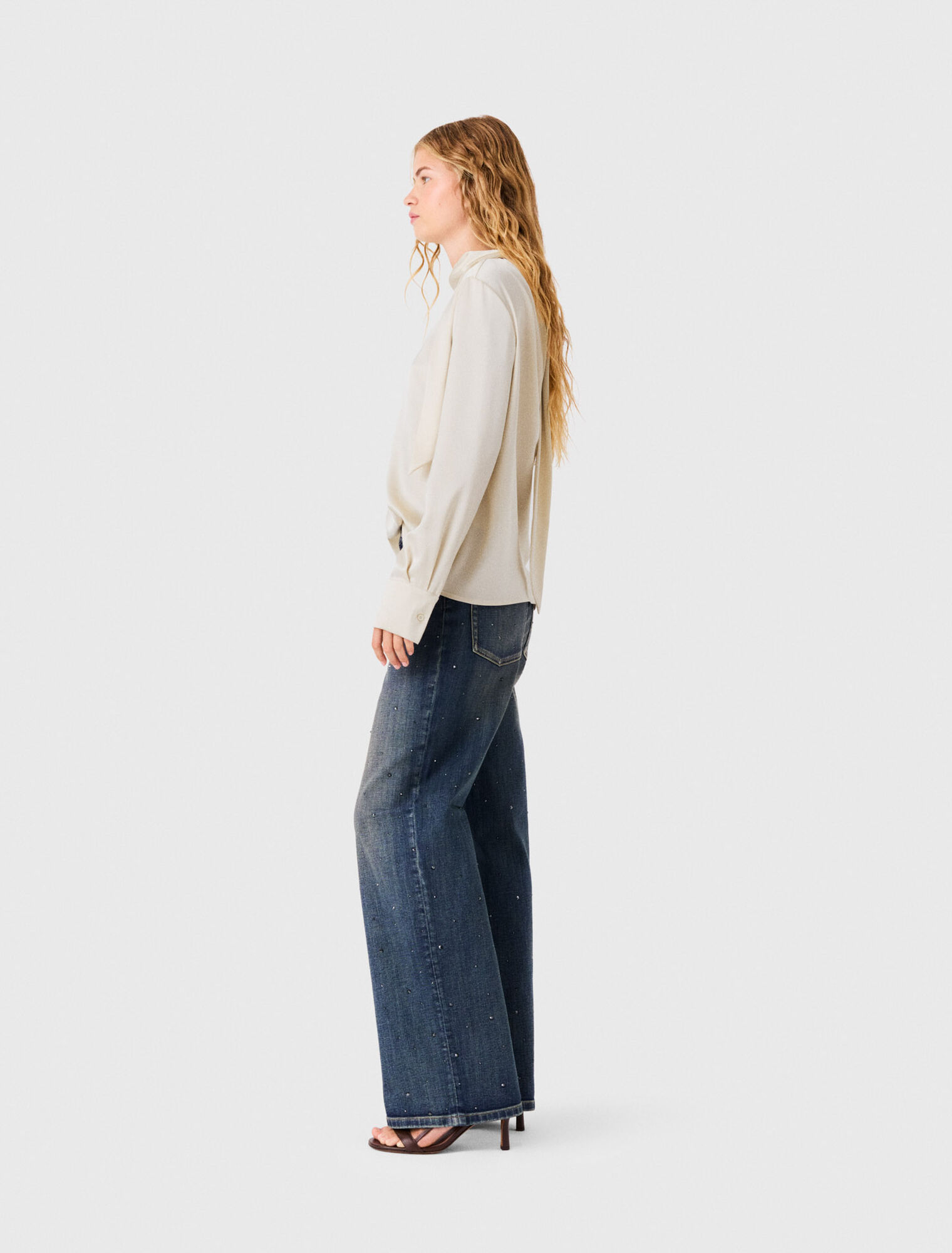 Satin blouse with draped back
