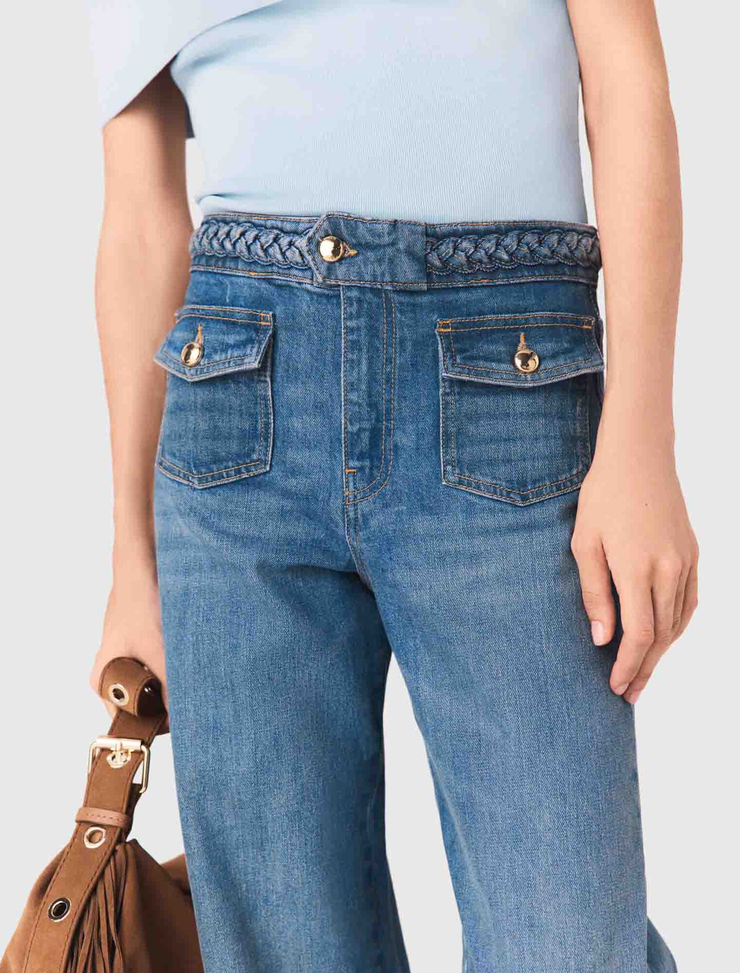 Braided flared jeans