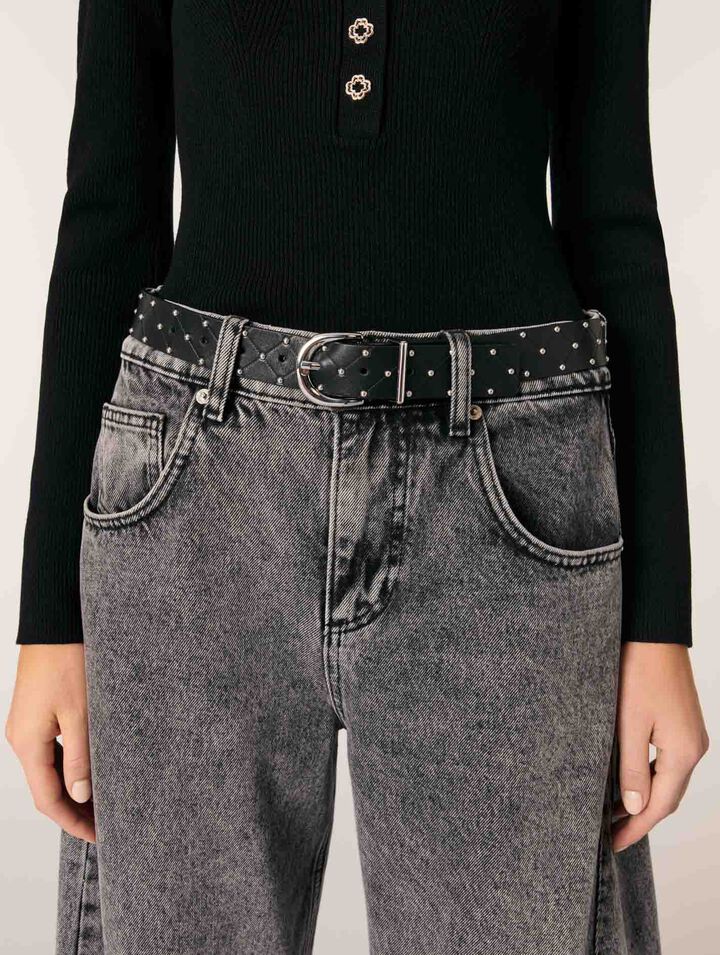 Low-neck rib knit jumper