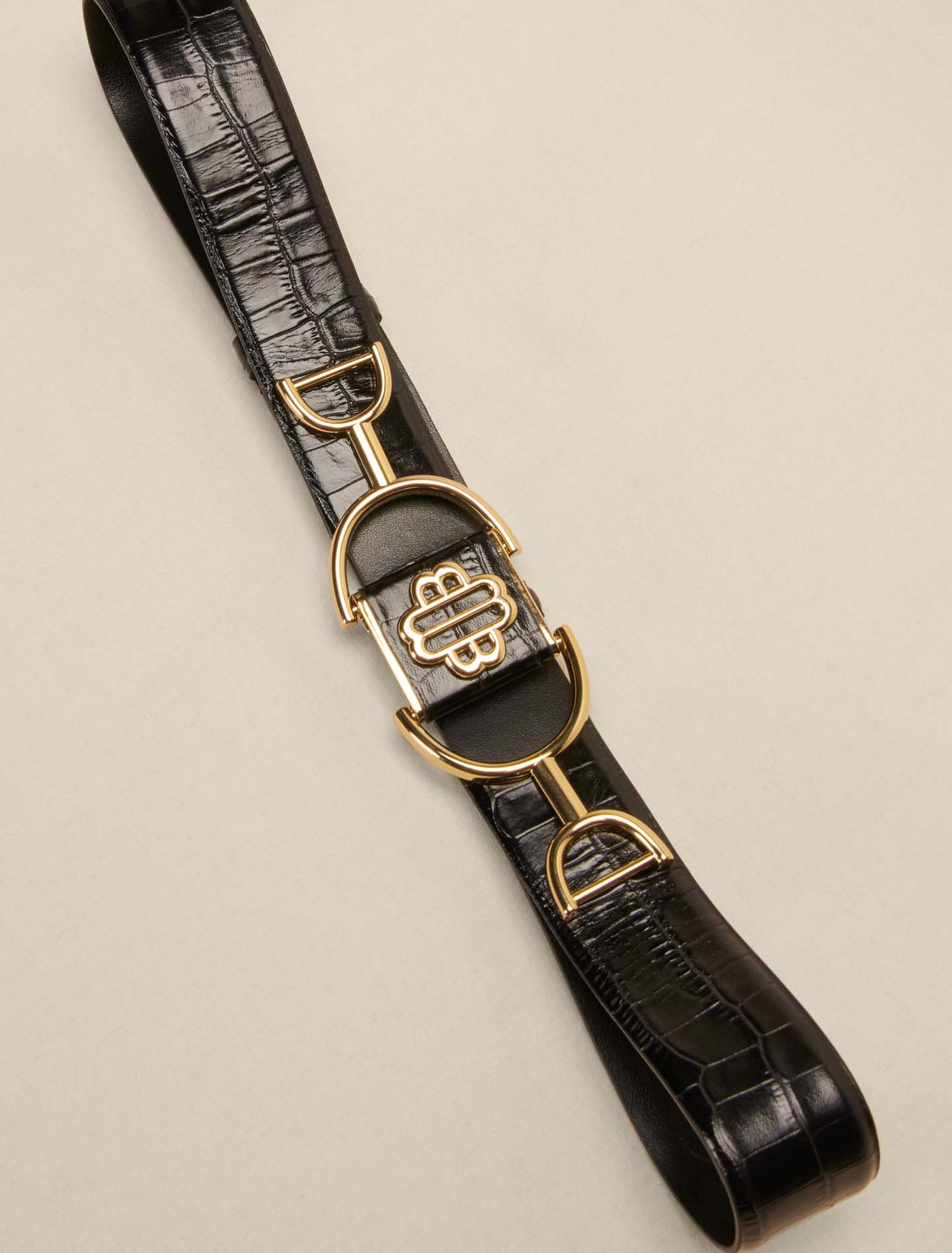 Wide smooth leather belt