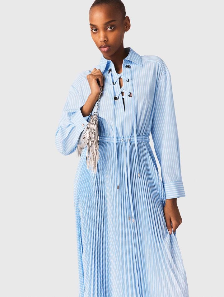 Pleated eyelet maxi dress