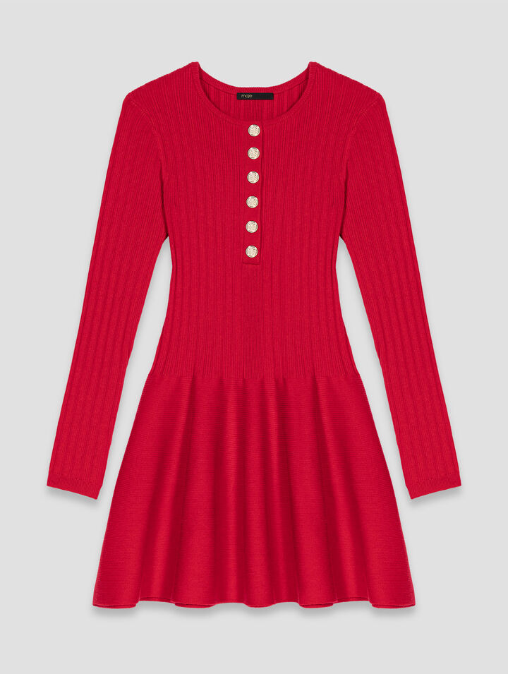 Knit dress with flared skirt