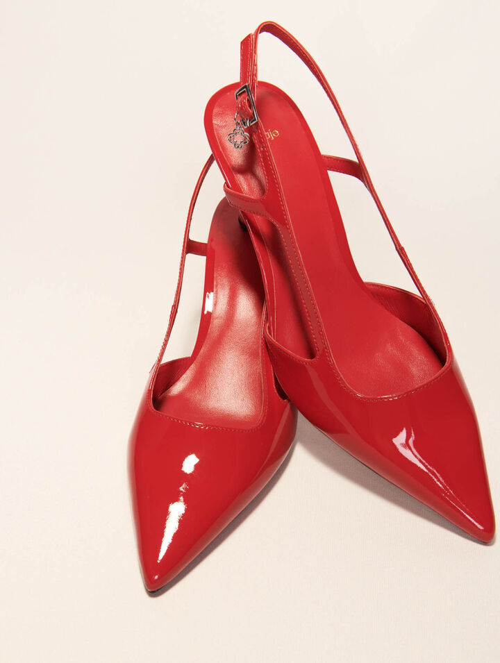 Patent leather slingback pumps