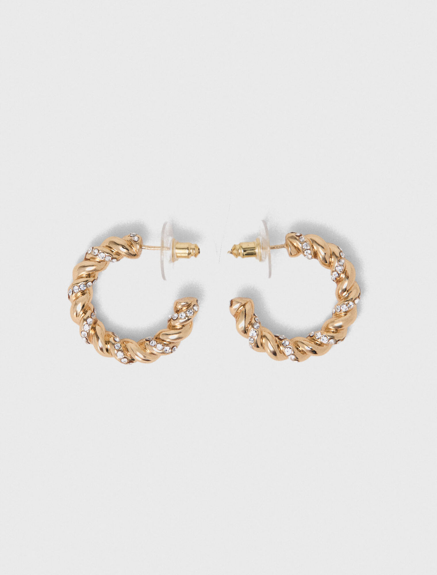 Twisted rhinestone hoop earrings