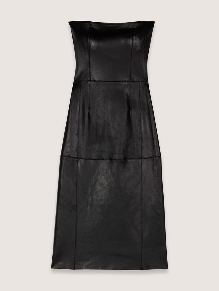 Bustier stretch leather midi dress