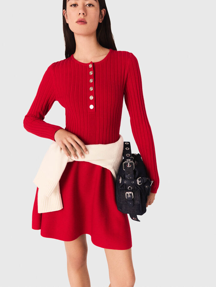 Knit dress with flared skirt