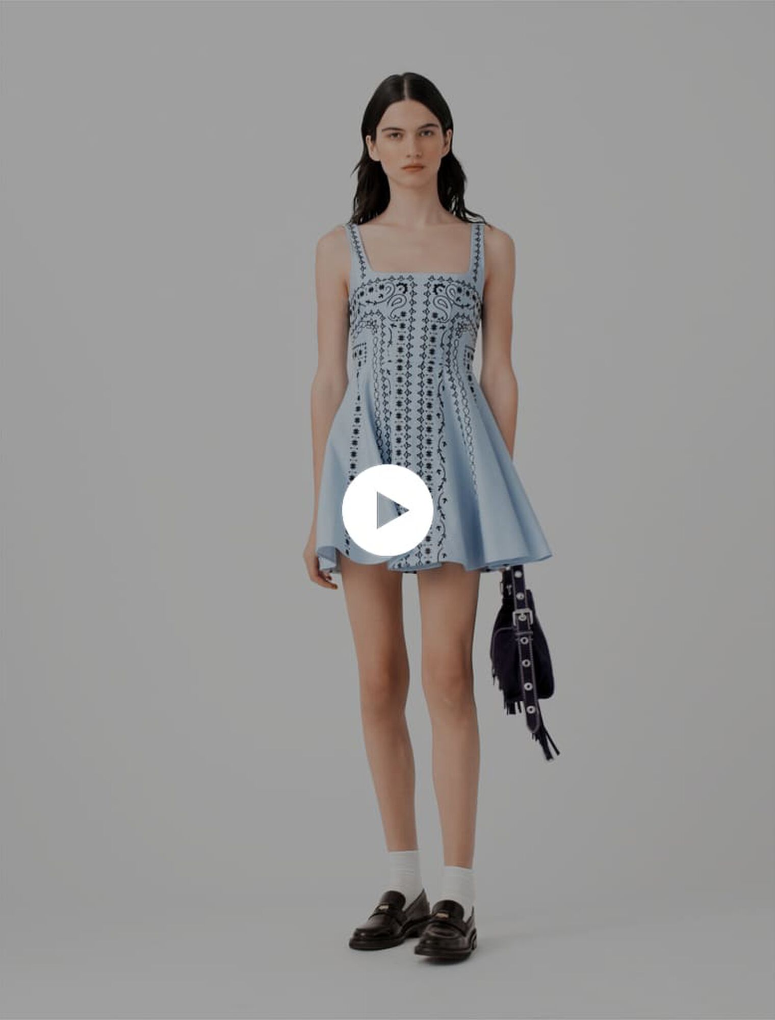 Short embroidered linen-blend dress
