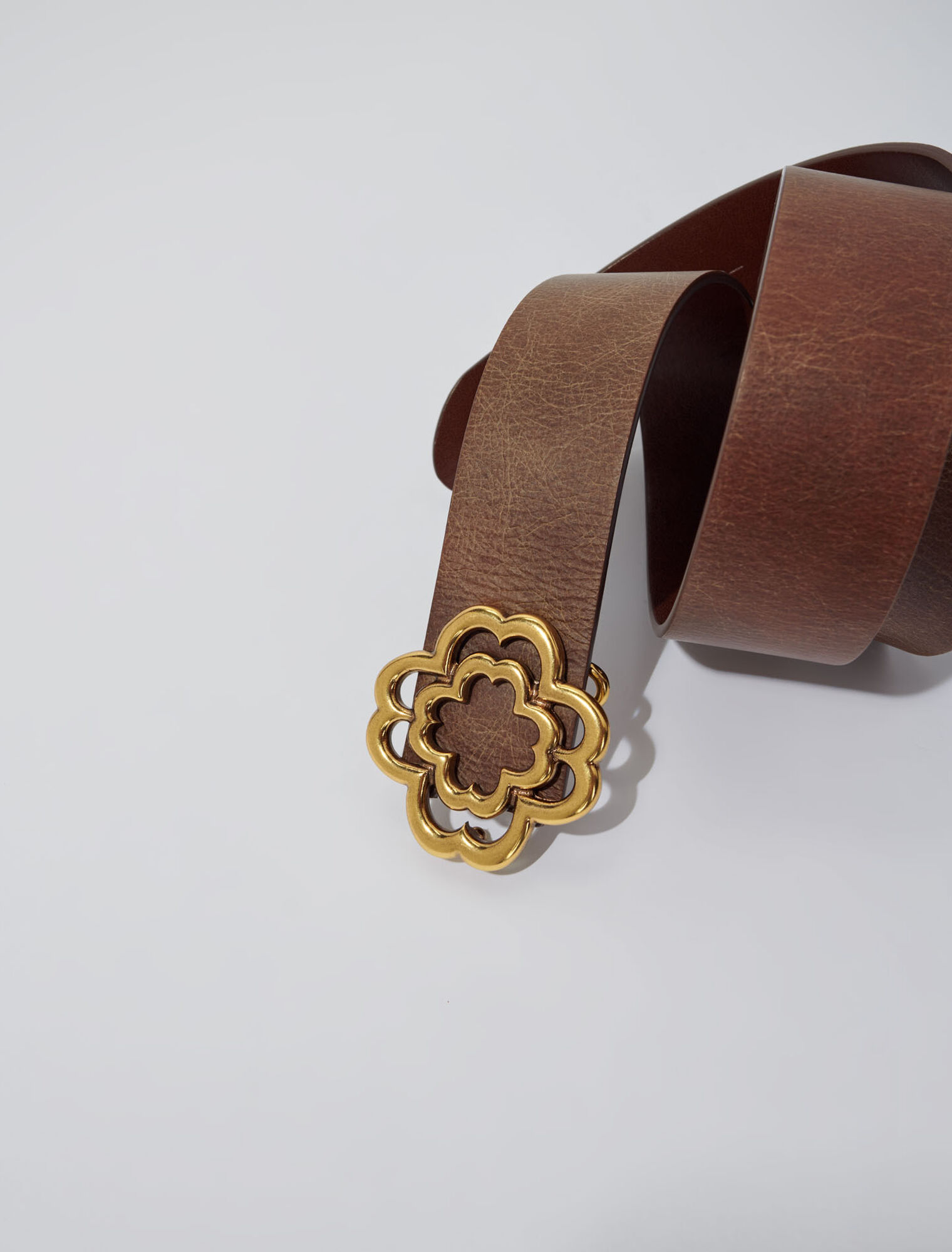 Distressed leather Clover belt