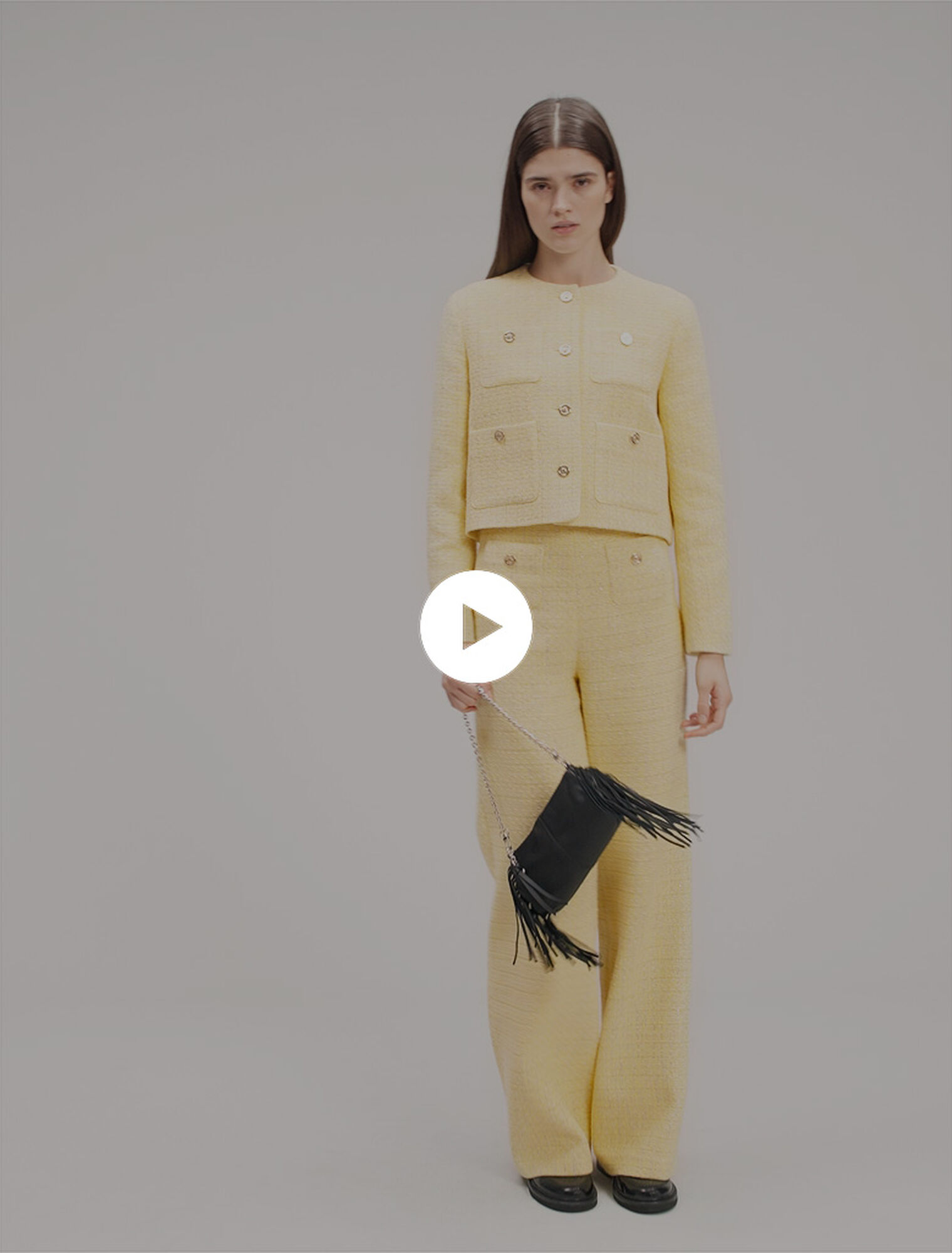 Straight-leg tweed/lurex trousers