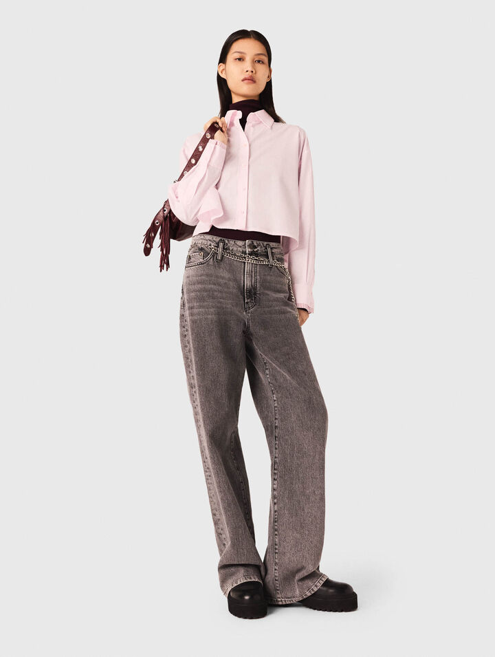 Wide-leg jeans with chain-link belt