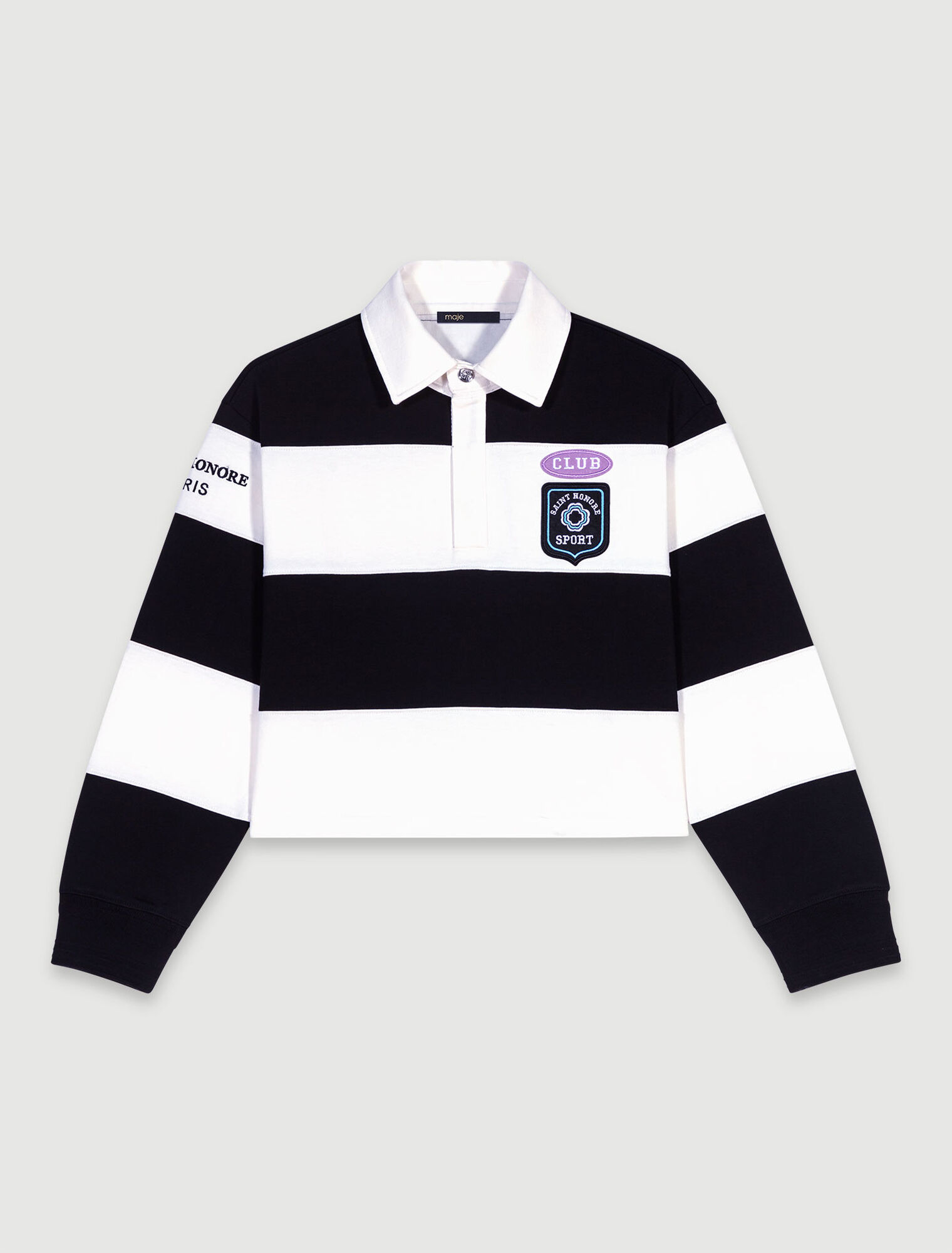 Striped and embroidered polo shirt