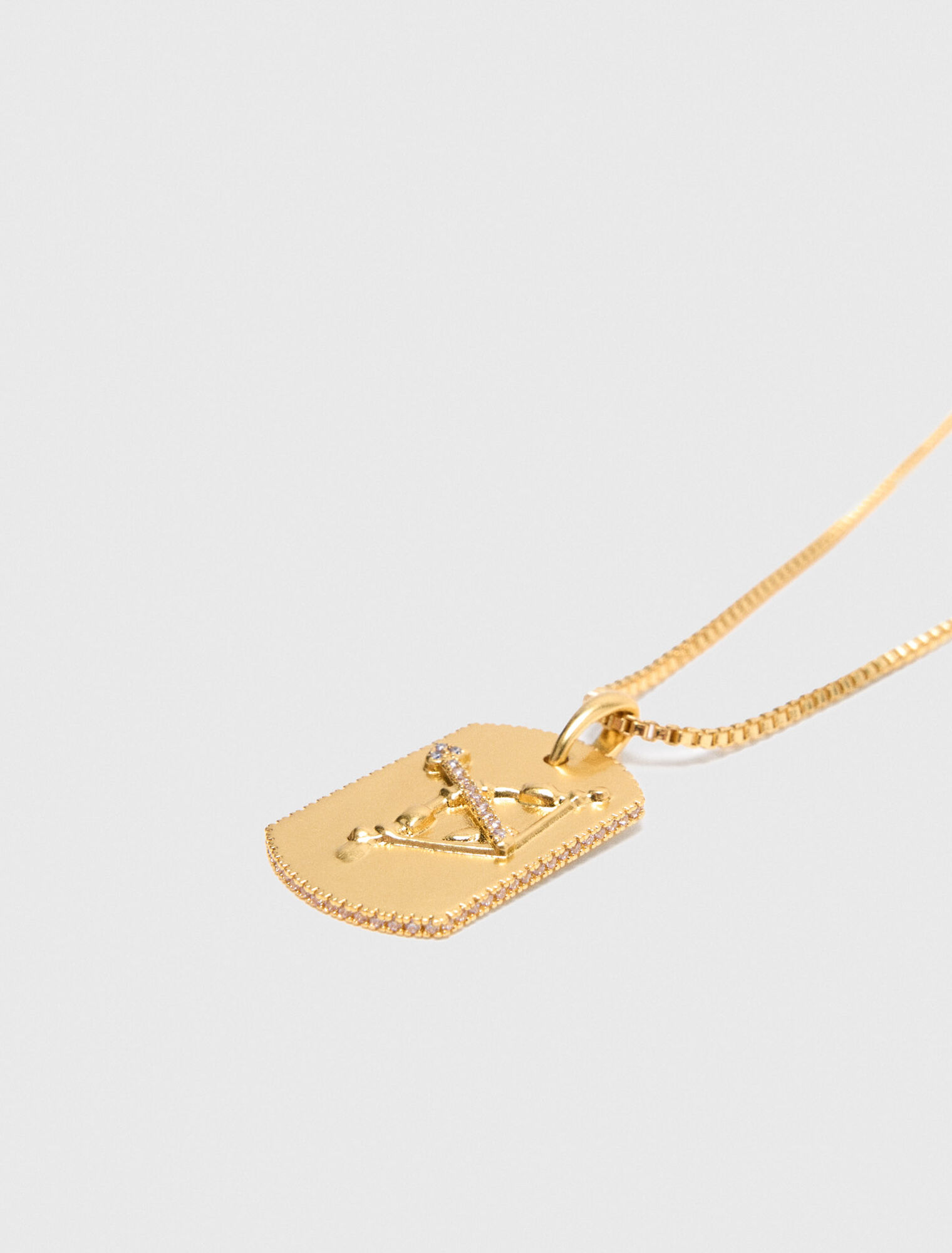 Zodiac sign plaque necklace