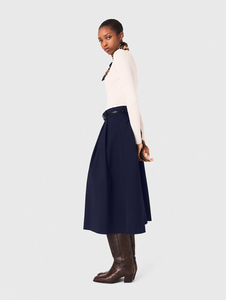 Long cotton skirt with belt