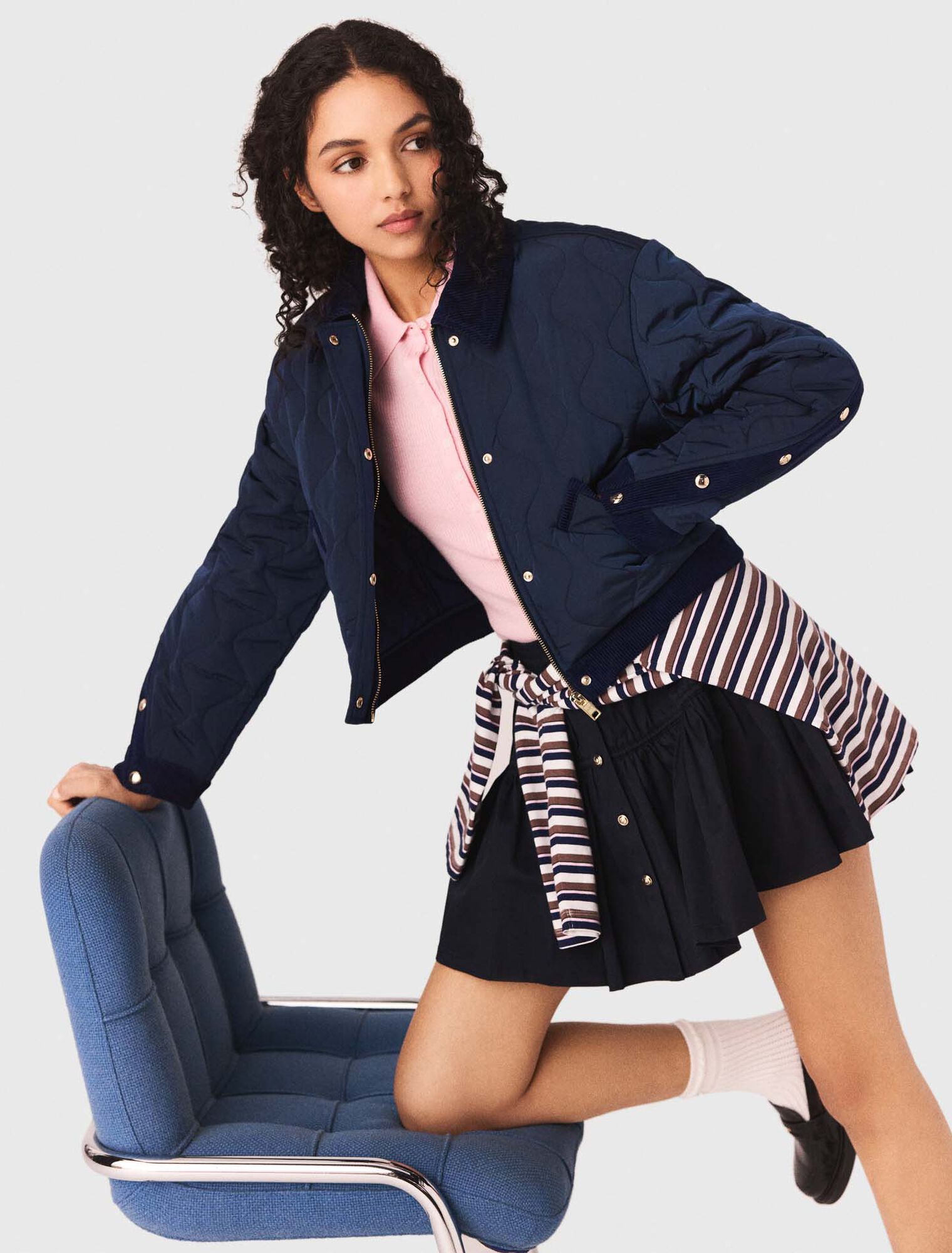 Quilted jacket with velvet details