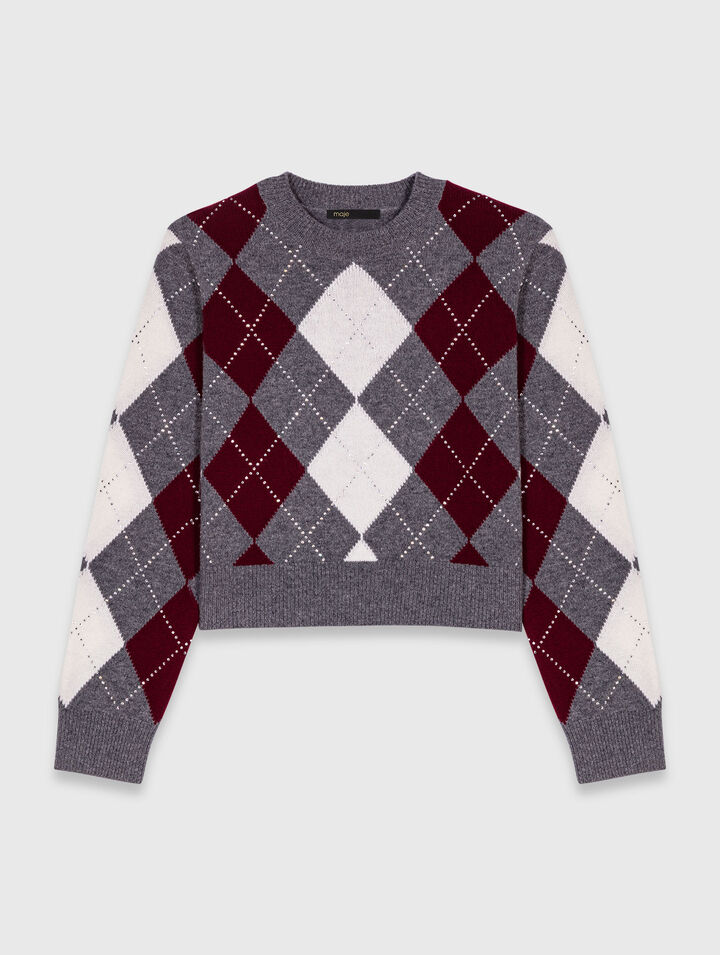Cropped argyle jumper