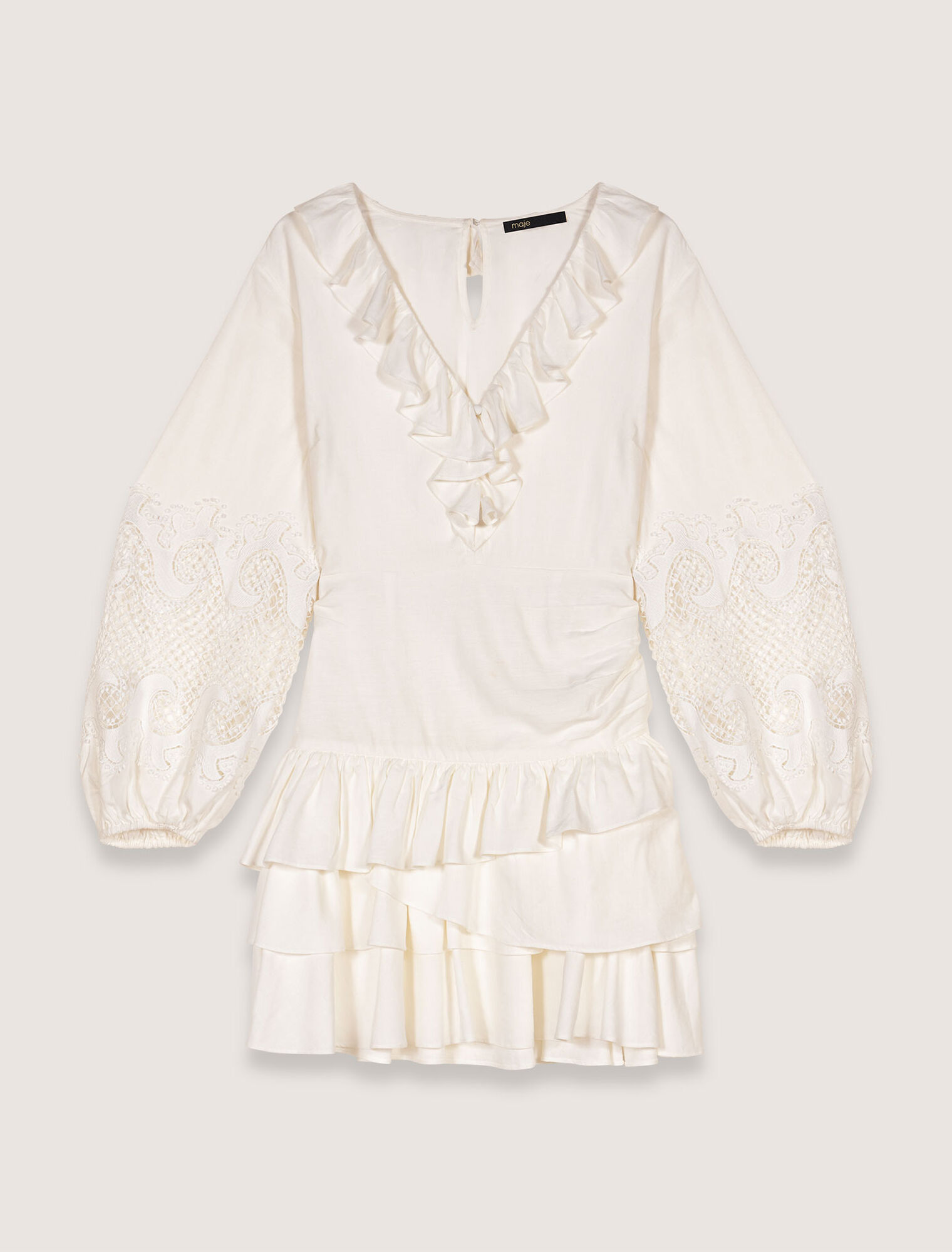 Ruffled embroidered sleeve dress