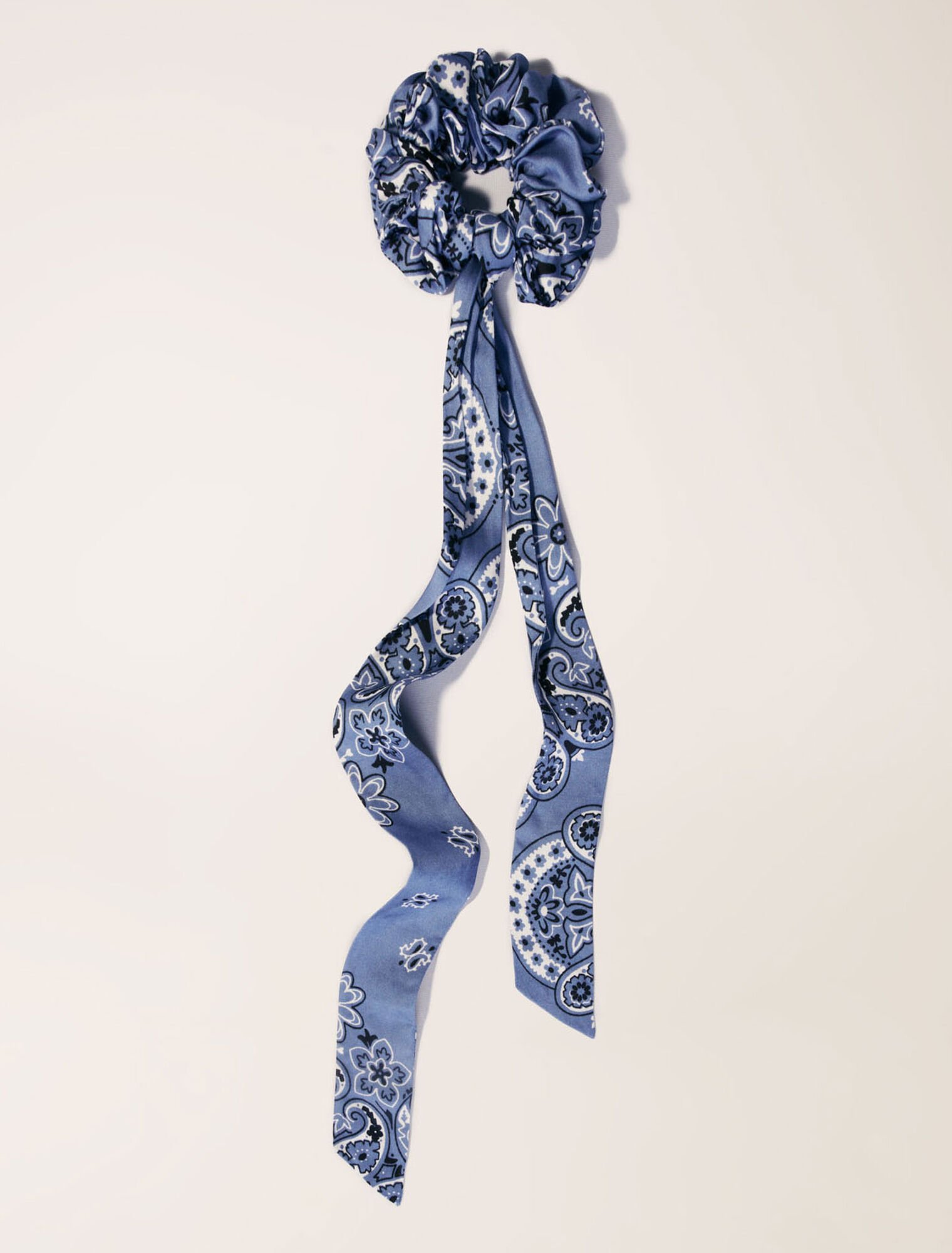 Scrunchie with printed ribbon scarf
