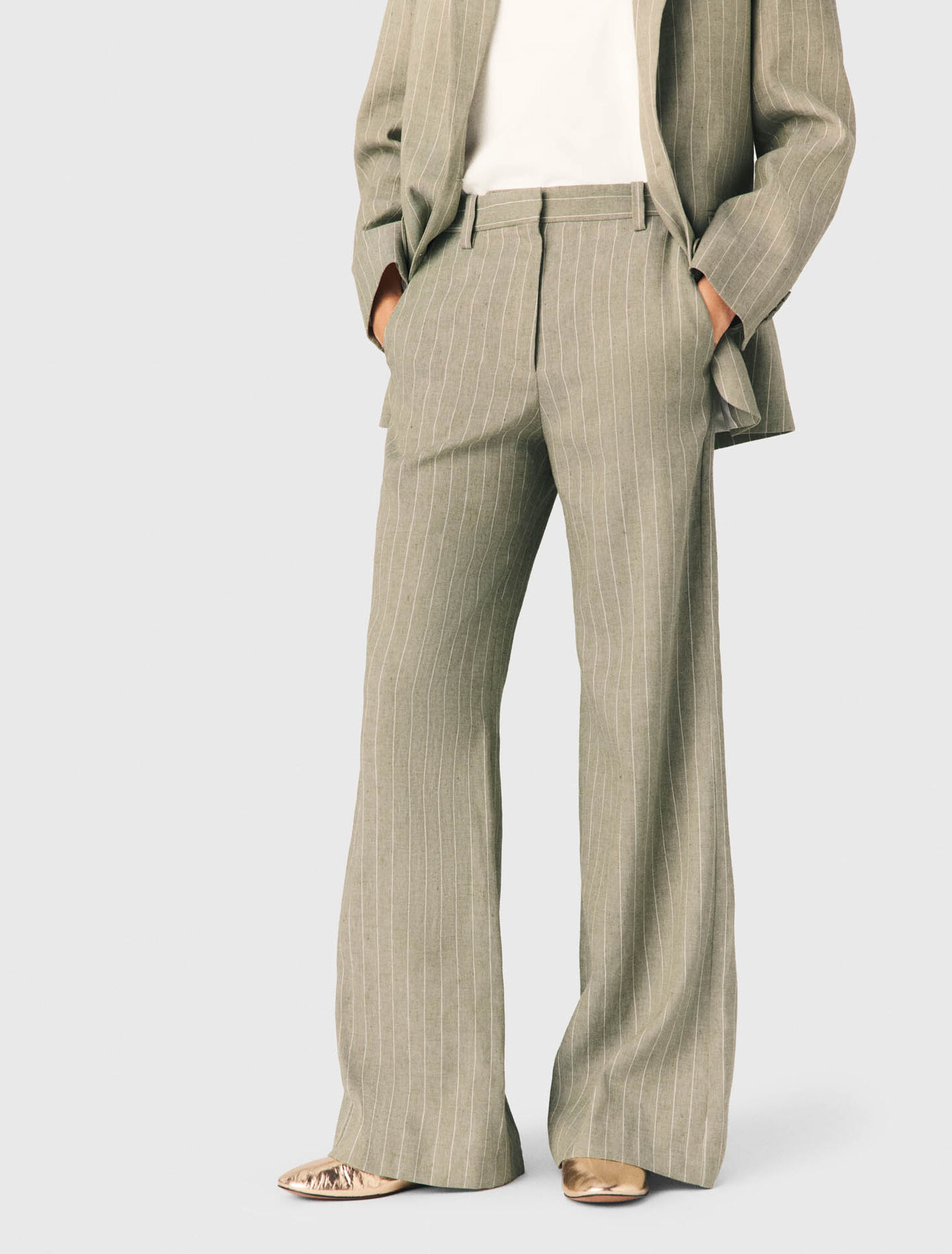 Linen-blend suit trousers