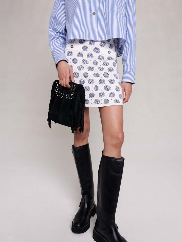 Monogrammed knit skirt