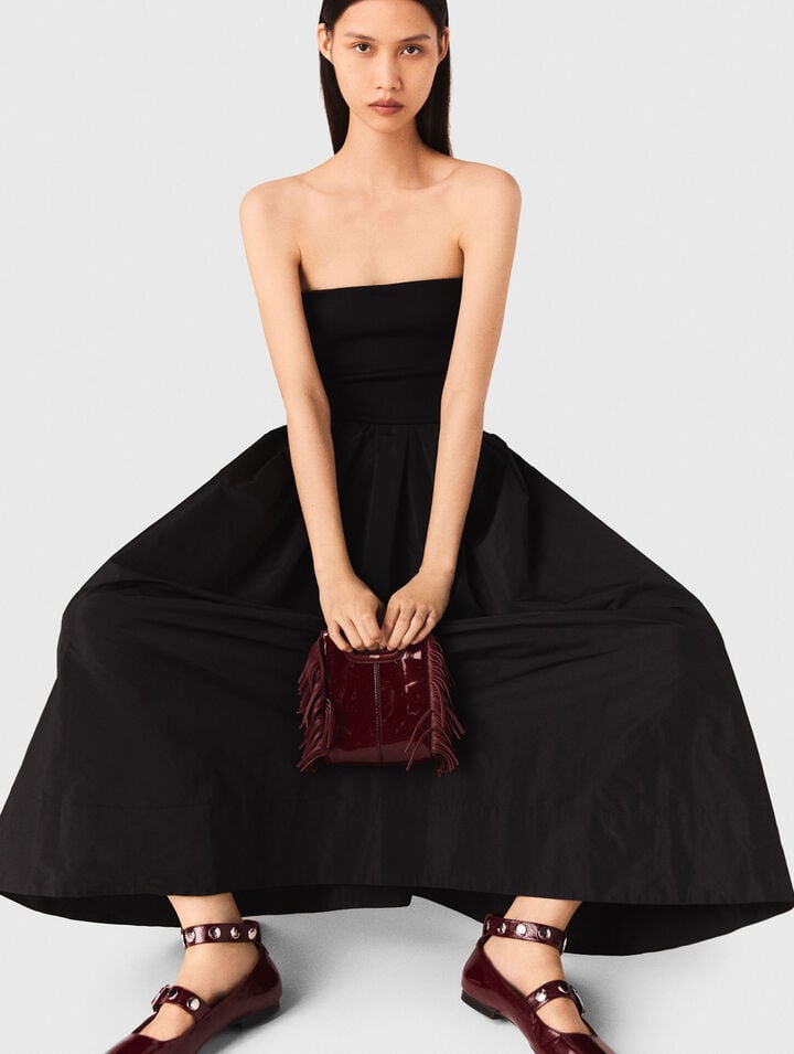 Strapless mesh and taffeta dress