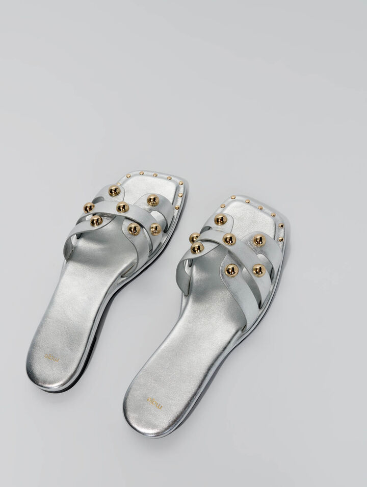 Studded leather mules