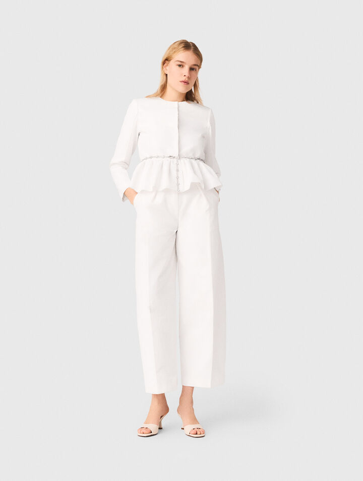 Cropped jacket with jewelled belt