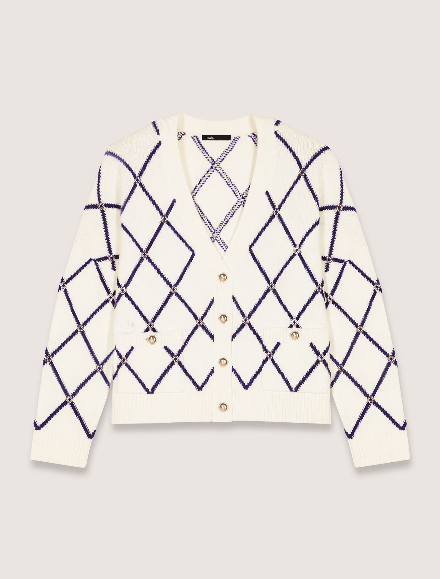 Diamond pattern knitted cardigan