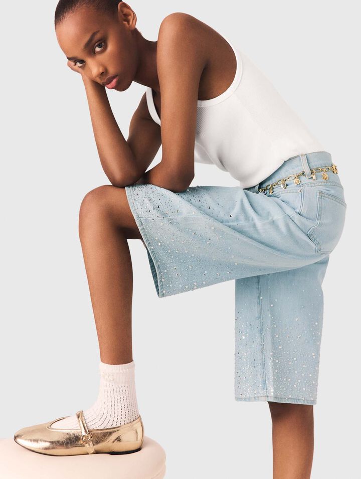 Rhinestone Bermuda shorts