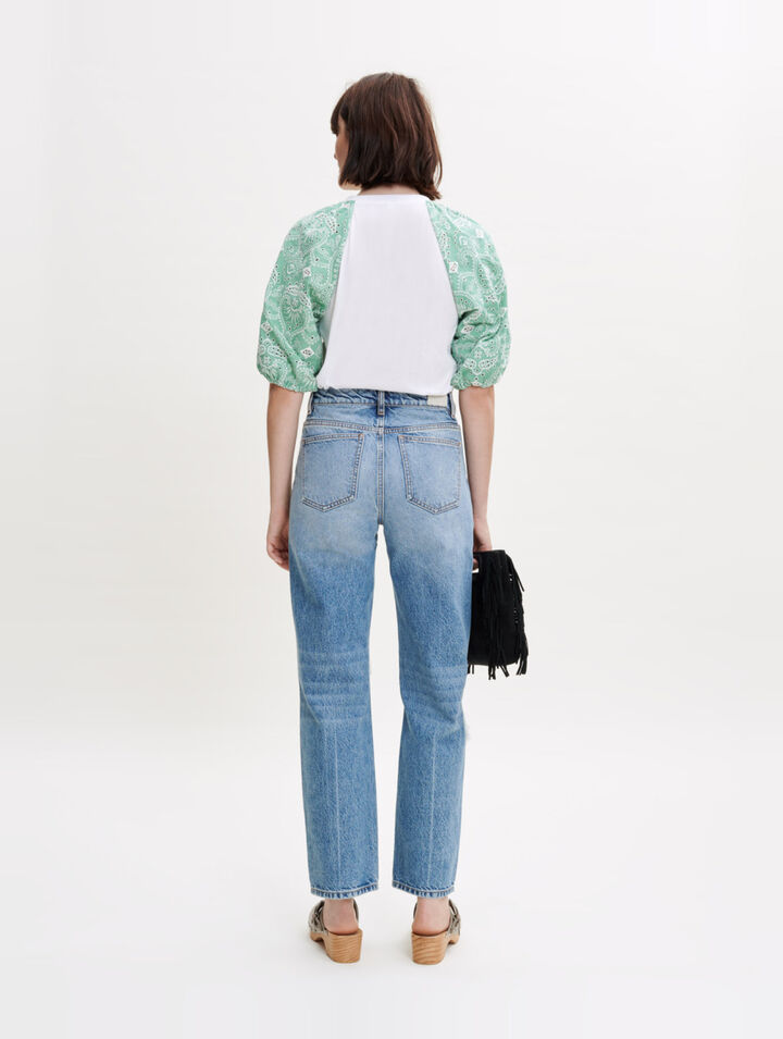 Mixed-material tee-shirt